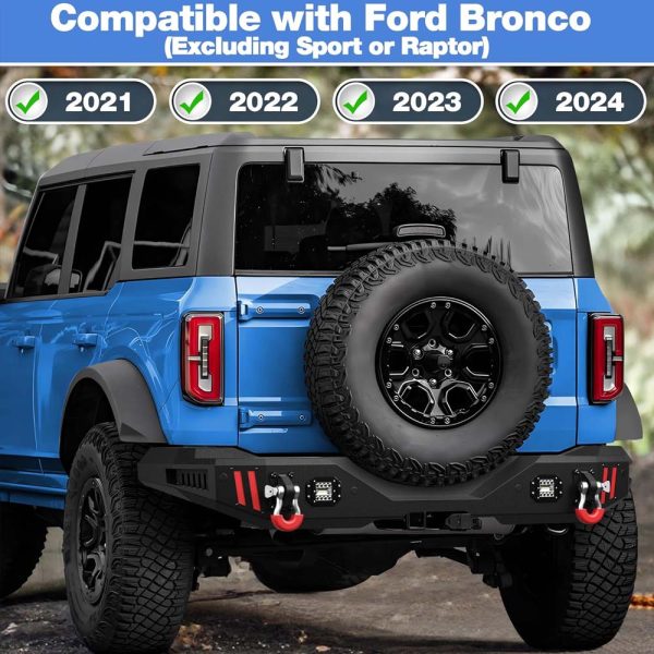 2021 - 2023 Ford Bronco Steel Rear Bumper With LED Lights - Image 8