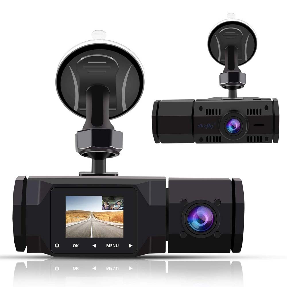 1080P Front 1080P Inside Cabin Car Dash Camera 1.5′ LCD Dashboard Cam 4 IR LEDs Motion Detection Driving Recorder