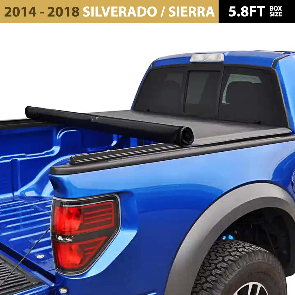 Soft Roll Up Tonneau Cover for 2014 – 2018 Chevrolet Silverado 1500 / GMC Sierra 1500 (5.8ft Box)