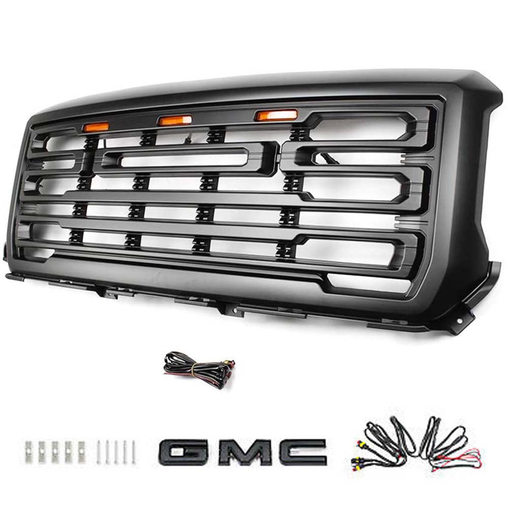 Grille Compatible With 2014-2015 GMC Sierra 1500 With Lights