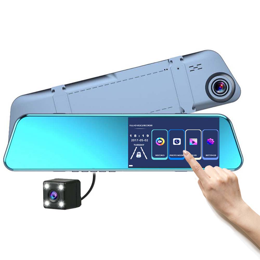 NEW 4.5inch Touch Screen Dual Car DVR Dash Camera Rear View Mirror