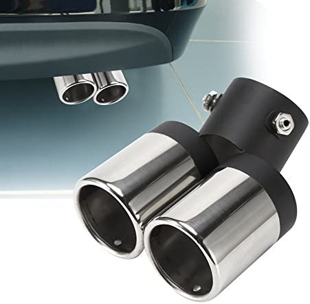 60mm Universal Car Exhaust Muffler Pipe End Tip- Stainless Steel Car Round Mouth Double-tube Tail Pipe Curved