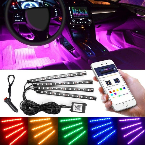 Car Interior Lights 48 LED RGB Neon Strip Lighting Music for Car TV Home-Smart USB Port
