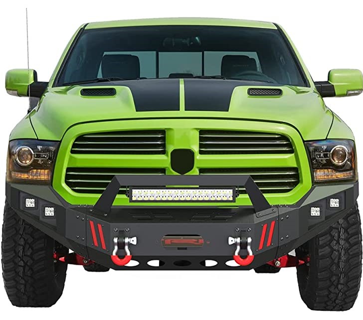 2010-2018 RAM 2500 3500 Front Steel Bumper Compatible with Winch Plate & LED Lights