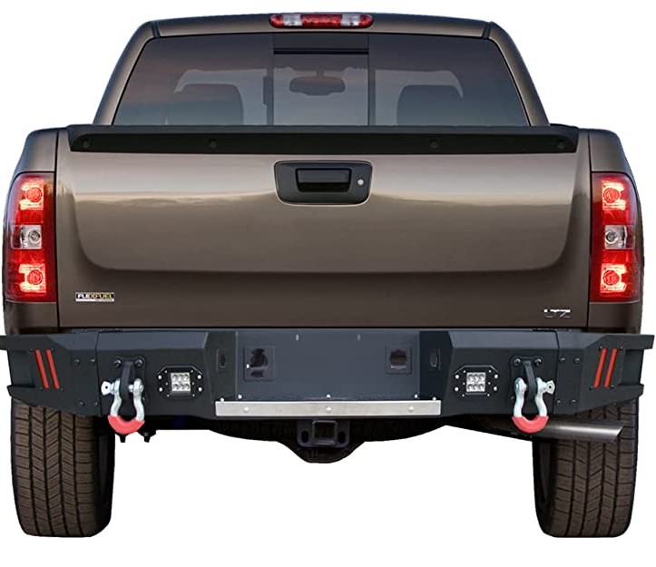 Silverado Truck Rear Bumper with Winch Plate and LED Lights fit Chevy Silverado 1500 (2007-2013)