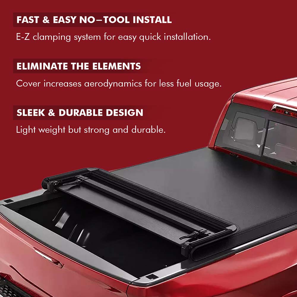 3-Fold Soft Tonneau Cover for 2015 – 2023 Chevrolet Colorado (6ft Box)