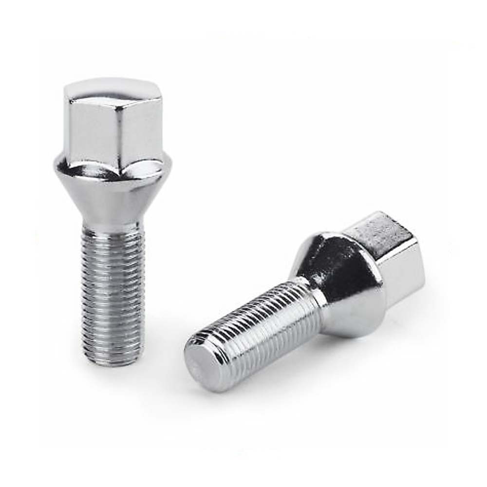 14×1.25mm Chrome Wheel Lug Bolts 30mm Shank 17mm Hex Conical Seat (Set of 20 )