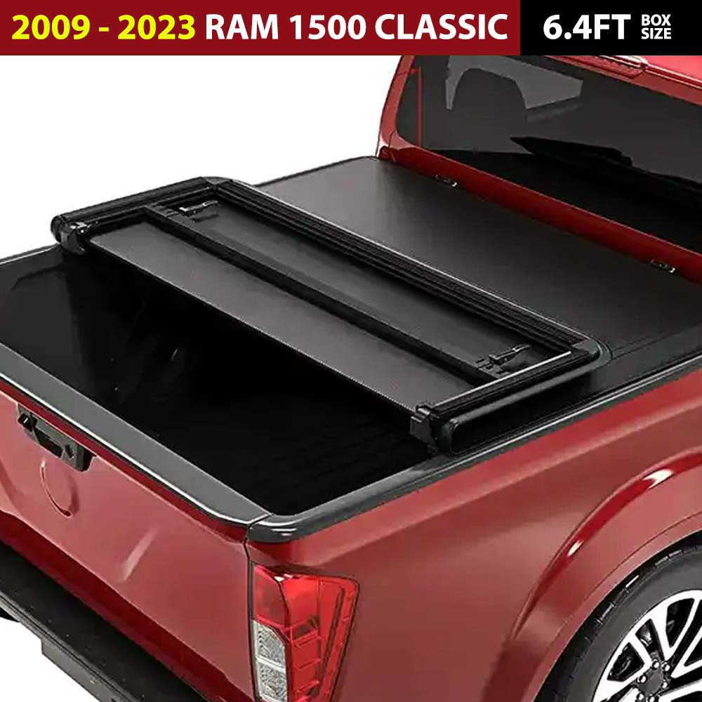 3-Fold Soft Tonneau Cover for 2009 – 2023 Dodge RAM 1500 Classic Body and New Body (6.4ft Box)