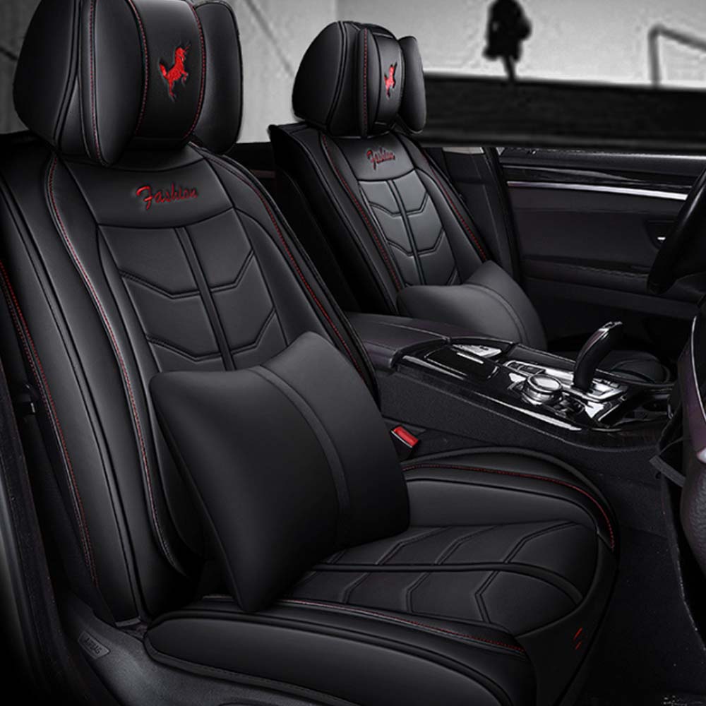 Universal 5 Seat Car Cover Black PU Leather