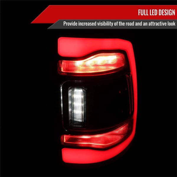 2009-2018 Dodge RAM 1500/2019-2022 RAM 1500 Classic/2010-2018 RAM 2500 3500 Red LED Bar Tail Lights (Matte Black Housing/Clear Lens) - Image 2