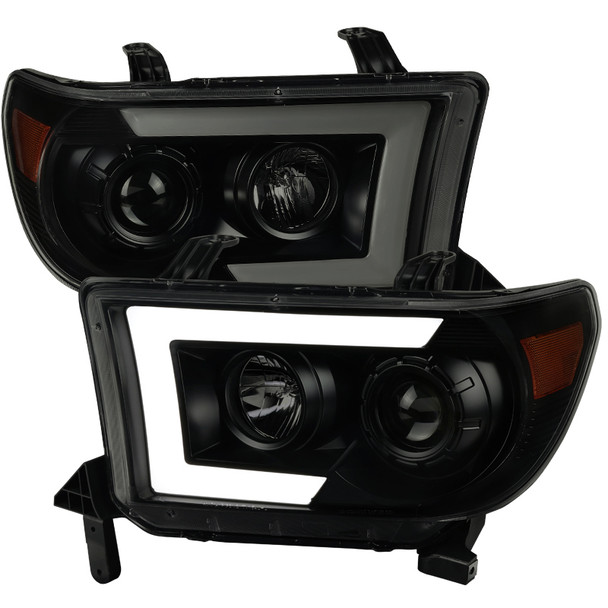 2007-2013 Toyota Tundra/ 2008-2017 Sequoia Switchback Sequential LED C-Bar Projector Headlights (Black Housing/Smoke Lens)