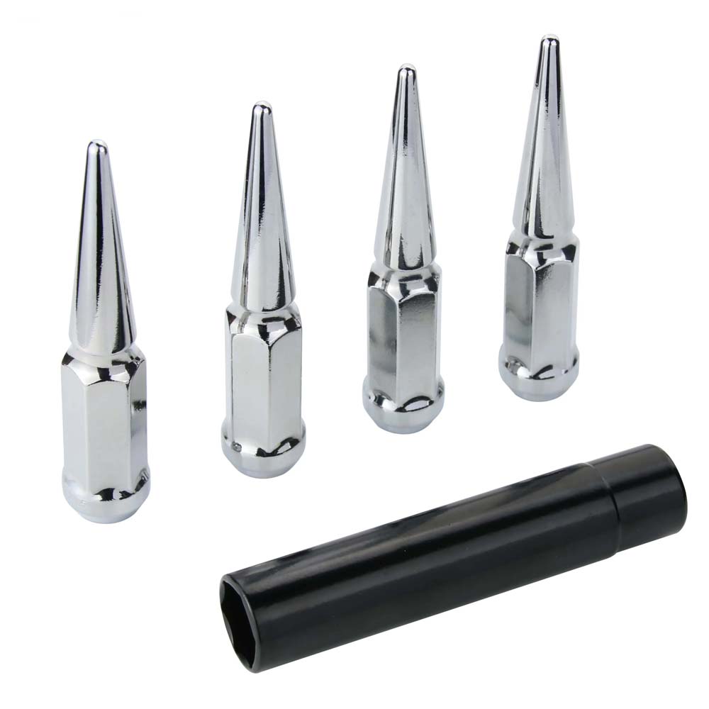 M14x1.5 Silver Spike Wheel Lug Nuts (24 Pack)