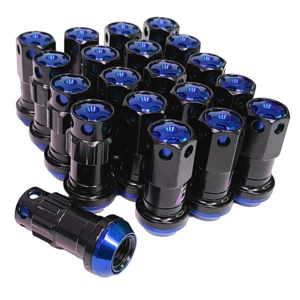 M12 X 1.5 Lug Nut Set Anti Theft Wheel Nuts Racing Steel Security Lock Nuts 20pc (Blue)