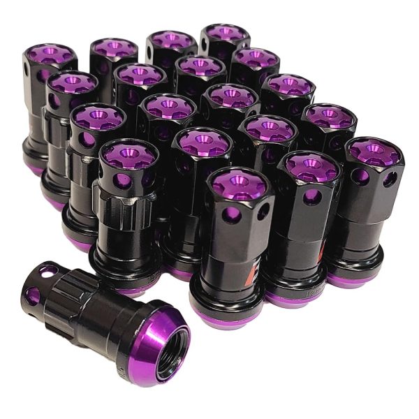 M12 X 1.5 Lug Nut Set Anti Theft Wheel Nuts Racing Steel Security Lock Nuts 20pc (Purple)