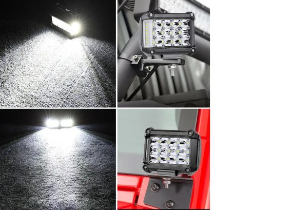 4 Inch 12V 18W Side Shooter Triple Row Cube LED Work Light Off Road - Image 3