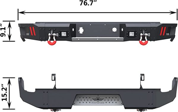 Silverado Truck Rear Bumper with Winch Plate and LED Lights fit Chevy Silverado 1500 (2007-2013) - Image 2