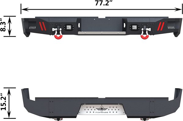 Ram 1500 Truck Bumper Rear Bumper with Winch Plate Fit Dodge Ram 1500 Pickup 2013-2018 (Excluding Rebel) - Image 2