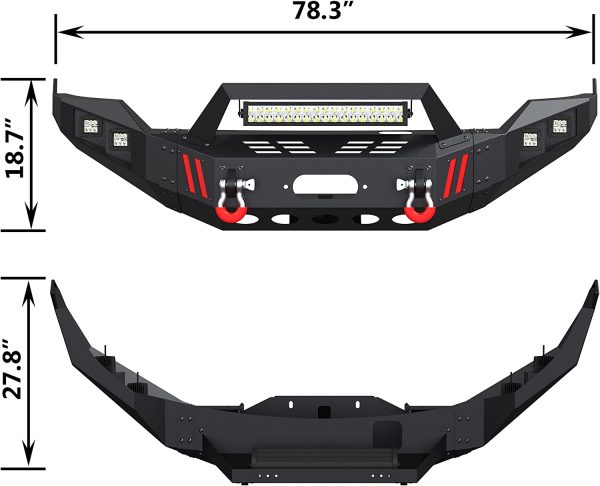 2010 - 2018 RAM 2500 3500 Front Steel Bumper Compatible with Winch Plate & LED Lights - Image 2