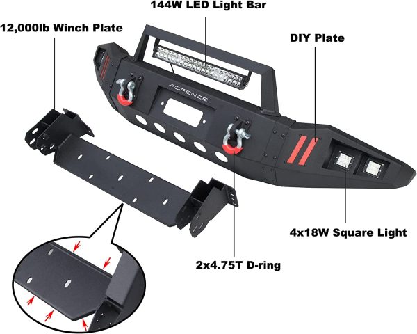 2014 - 2018 Tundra Steel Front Bumper With LED Lights - Image 3