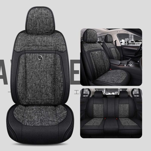 Universal 5 Seat Car Cover Brown Fabric Seat Cover - Image 2