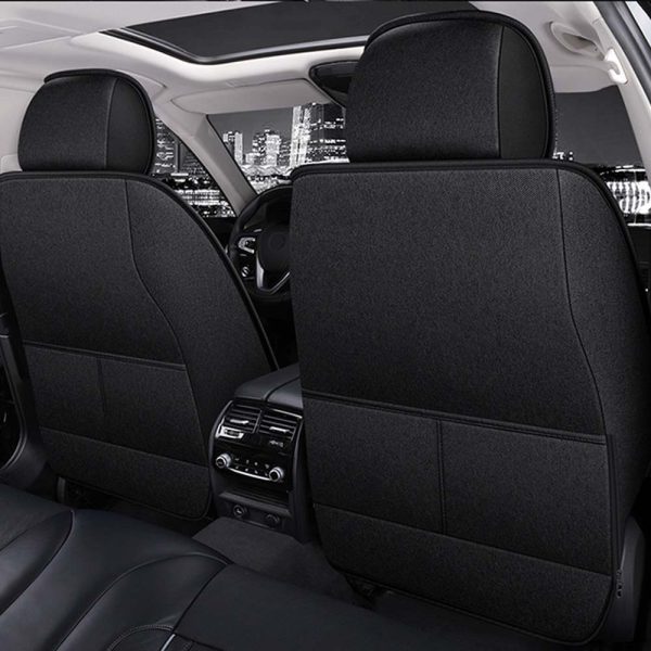 Universal 5 Seat Car Cover Black Blue PU Leather - Image 4