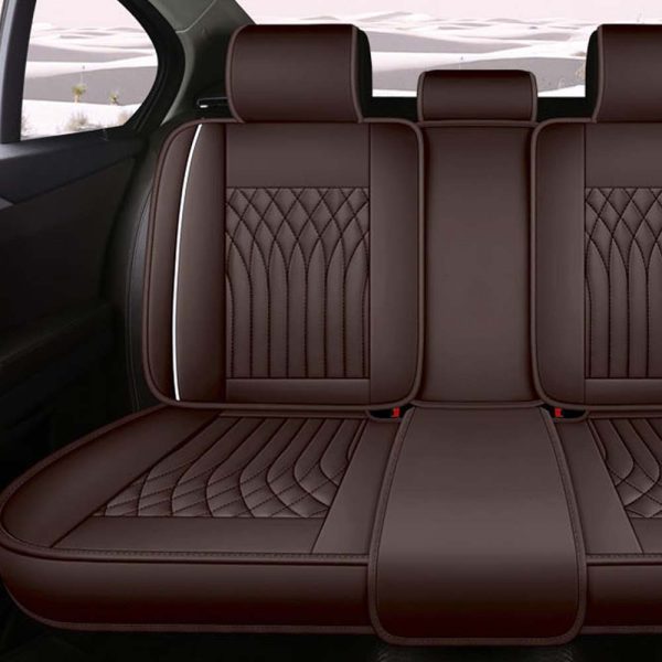 Universal 5 Seat Car Cover PU Leather and Fabric Red Black - Image 2