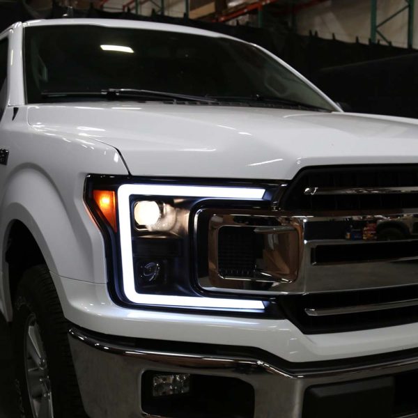 2018 - 2020 Ford F-150 LED C-Bar Projector Headlights w/ Switchback Sequential Turn Signal Lights/Black Housing - Image 9