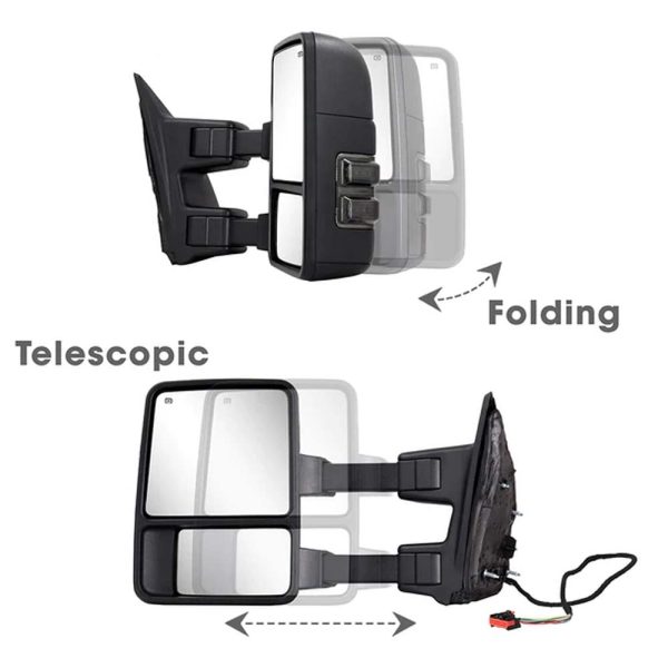 TOWING MIRRORS FOR F250 F350 F450 F550 SUPER DUTY TRUCK 2008-2016 SMOKE LENS - Image 3