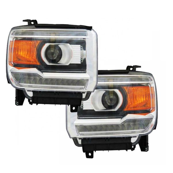 Clear LED DRL Head Lights Lamps For 2014-18 GMC Sierra 1500 2500 3500