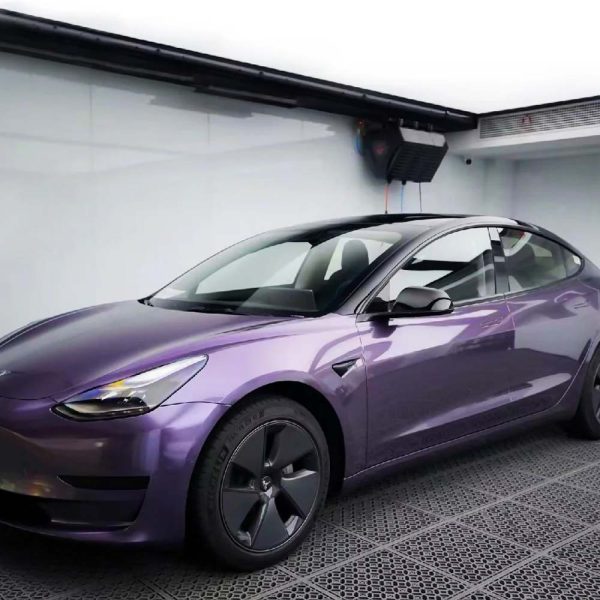 Glossy Metallic Violet Gray Vinyl Wrap - Image 2