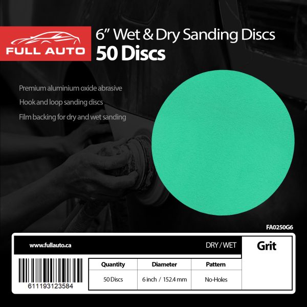 6" Wet and Dry Hook and Loop Sanding Disc (Box of 50)