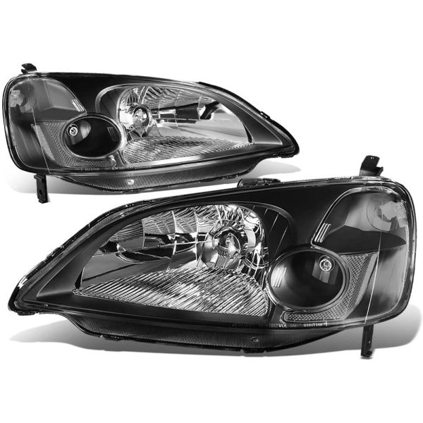 2001-2003 Honda Civic Headlight Assembly Black Housing