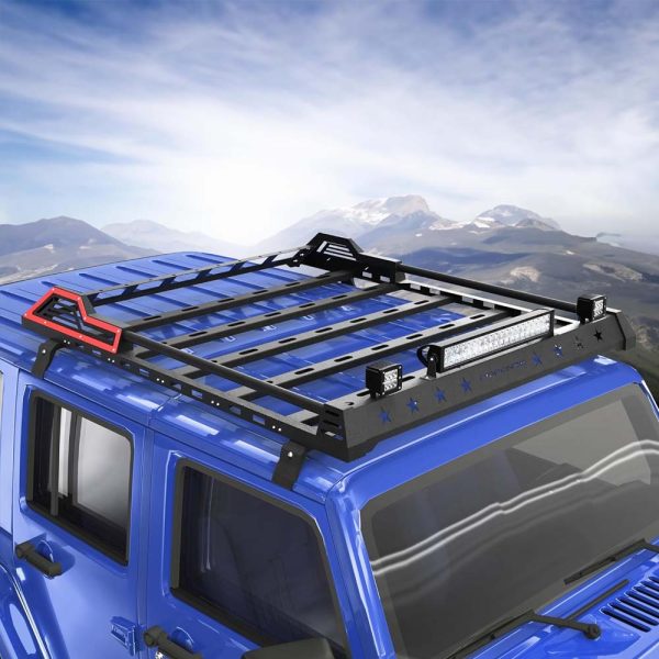 Roof Rack for Jeep Wrangler Hardtop – LED Lights, Heavy Duty Truck Roof Rack for 4-Door JK JL (2007-2023) - Image 7