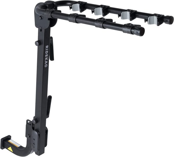 Ride KAC S4 Hitch Mounted 4-Bike Suspension Rack, Quick Release Handle, Double Folding, Smart Tilting Design, RV Use Prohibited, 2" Hitch