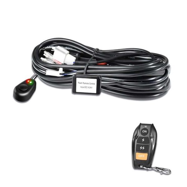 LED Light Bar Wiring Harness Kit, With 2 Leads, Switch and Wireless Remote