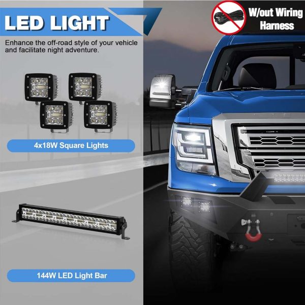 2016 - 2024 Nissan Titan XD Full Width Front Bumper - With Winch Plate, LED Lights, D-rings - Image 6