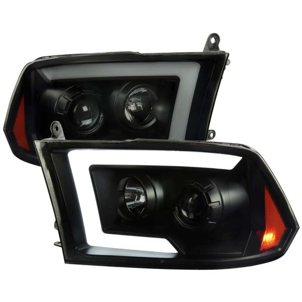 2009-2018 Dodge RAM 1500 / 2019-2021 RAM Classic/ 2010-2018 RAM 2500 3500 Switchback Sequential LED C-Bar Projector Headlights (Black Housing/Smoke Lens)