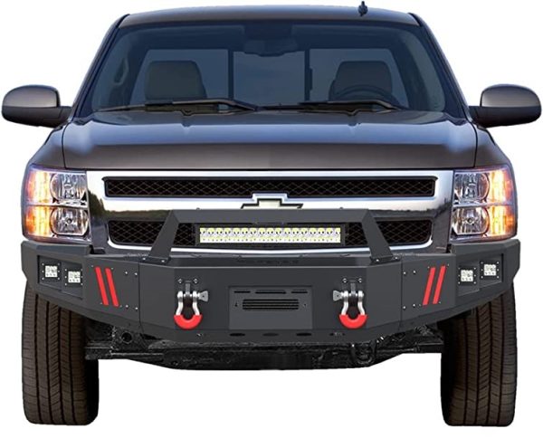 Silverado Truck Bumper Full Width Front Bumper and LED Bar Lights fit Chevy Silverado 1500 (2007-2013)