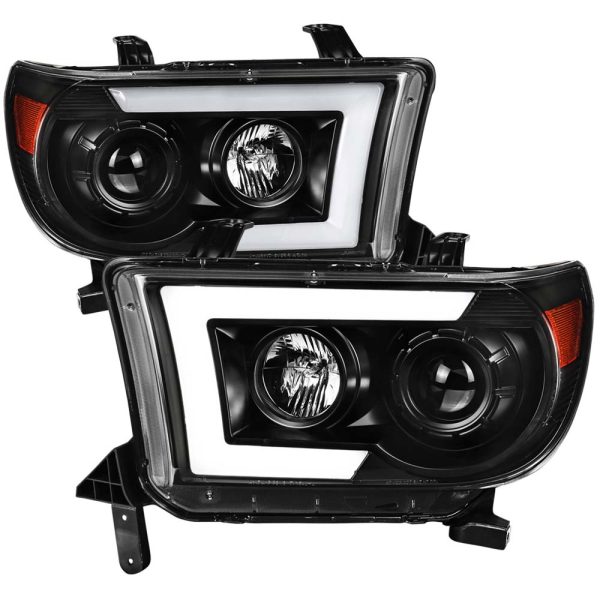 2007 - 2013 Toyota Tundra / 2008 - 2017 Sequoia Switchback Sequential LED C-Bar Projector Headlights (Black Housing/Clear Lens)