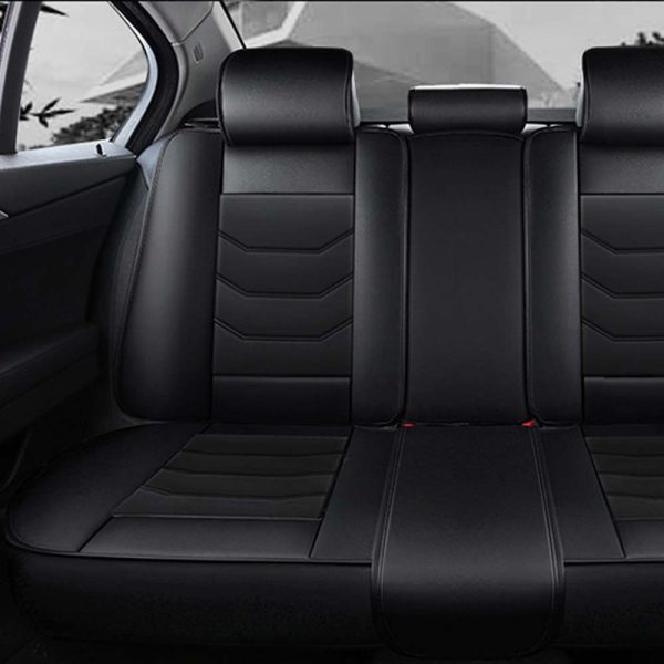 Universal 5 Seat Car Cover Black PU Leather - Image 2