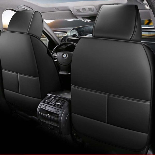 Universal 5 Seat Car Cover Black PU Leather - Image 4