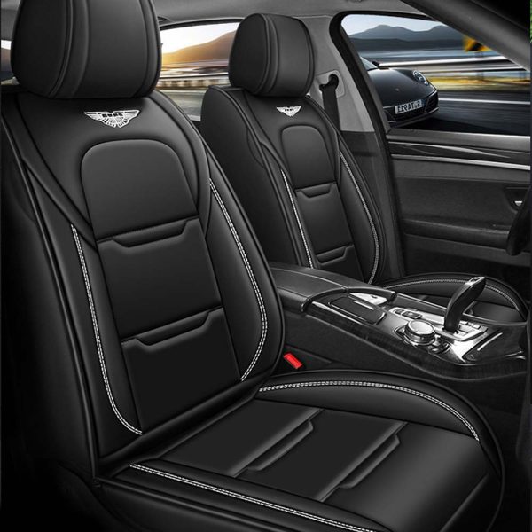 Universal 5 Seat Car Cover Black PU Leather