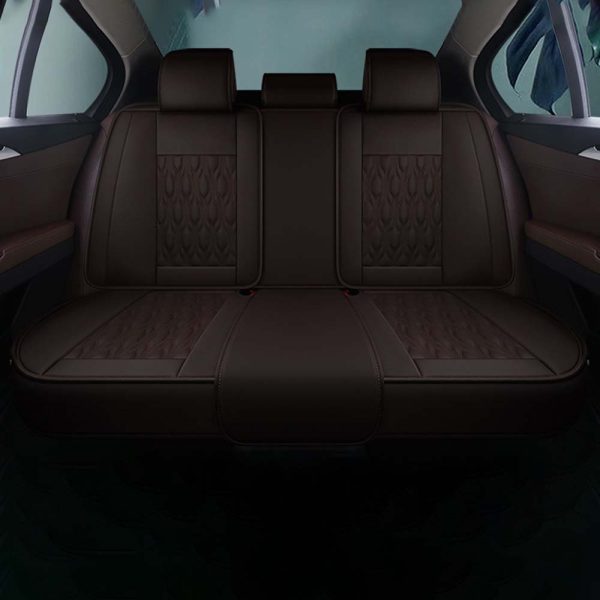 Universal 5 Seat Car Cover Coffee Brown PU Leather Waterproof - Image 3