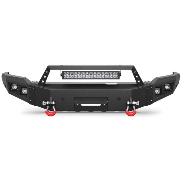 Heavy-duty steel front bumper with winch plate on 2014 GMC Sierra 1500