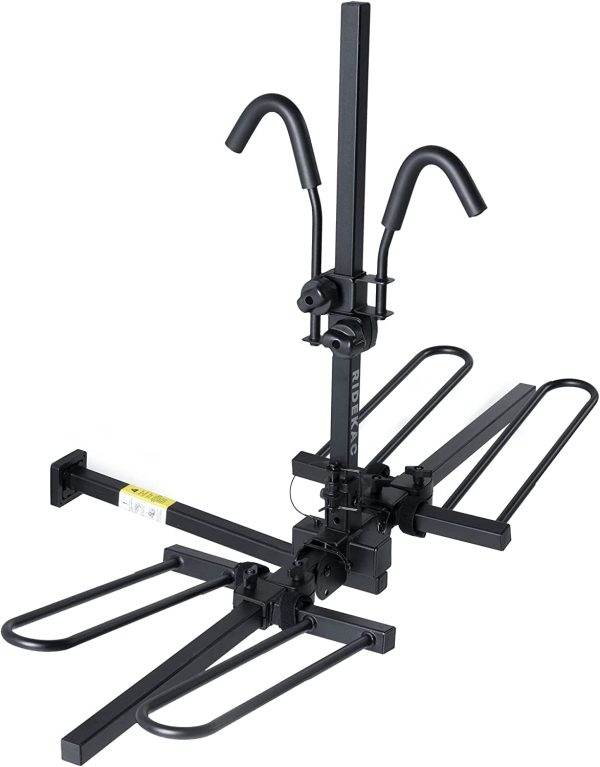 KAC E2 1.25" and 2" Hitch Mounted Rack 2-Bike Platform Style Carrier for Standard and Fat Tire Bicycles - 2 Bikes X 30 lbs (60 lbs Total) Heavy Weight Capacity - Hitch Adapter Included