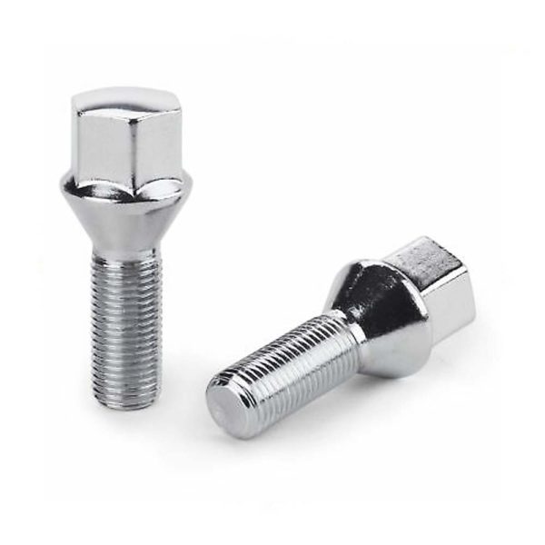 14x1.25mm Chrome Wheel Lug Bolts 30mm Shank 17mm Hex Conical Seat (Set of 20 )